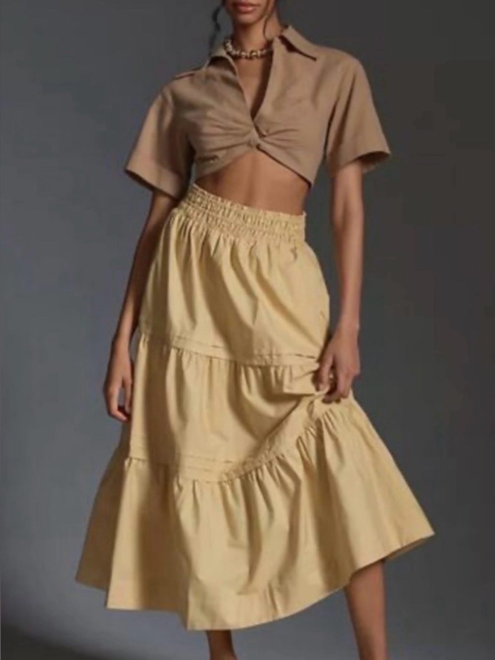 Anthropologie Somerset 100% Cotton Tiered Midi Skirt—New W/Tags! Boho-Lagenlook